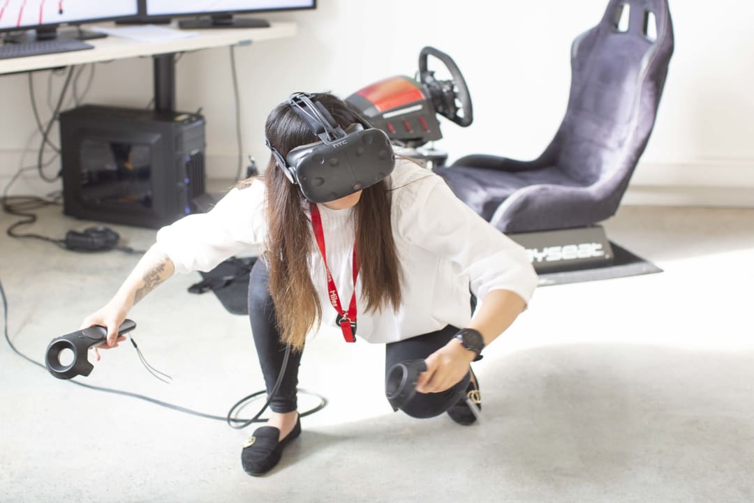 Woman playing VR